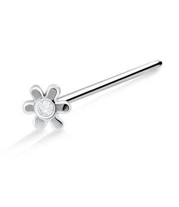 Floral Silver Straight Nose Stud NSKA-728